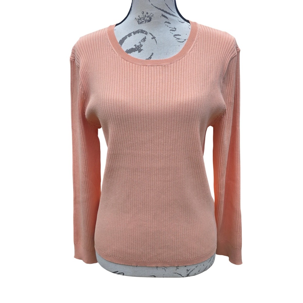 J. Crew NWT Womens Ribbed Knit‎ Sweater Long Sleeve Crew Neck Peach Orange Large